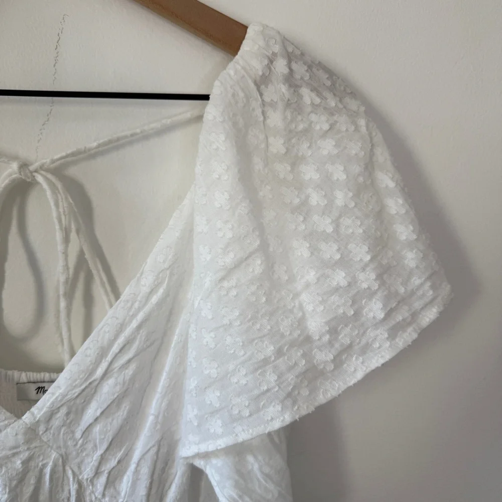 NWT Madewell Tie-Back Flutter-Sleeve Tiered Midi Dress White - Picture 2 of 11
